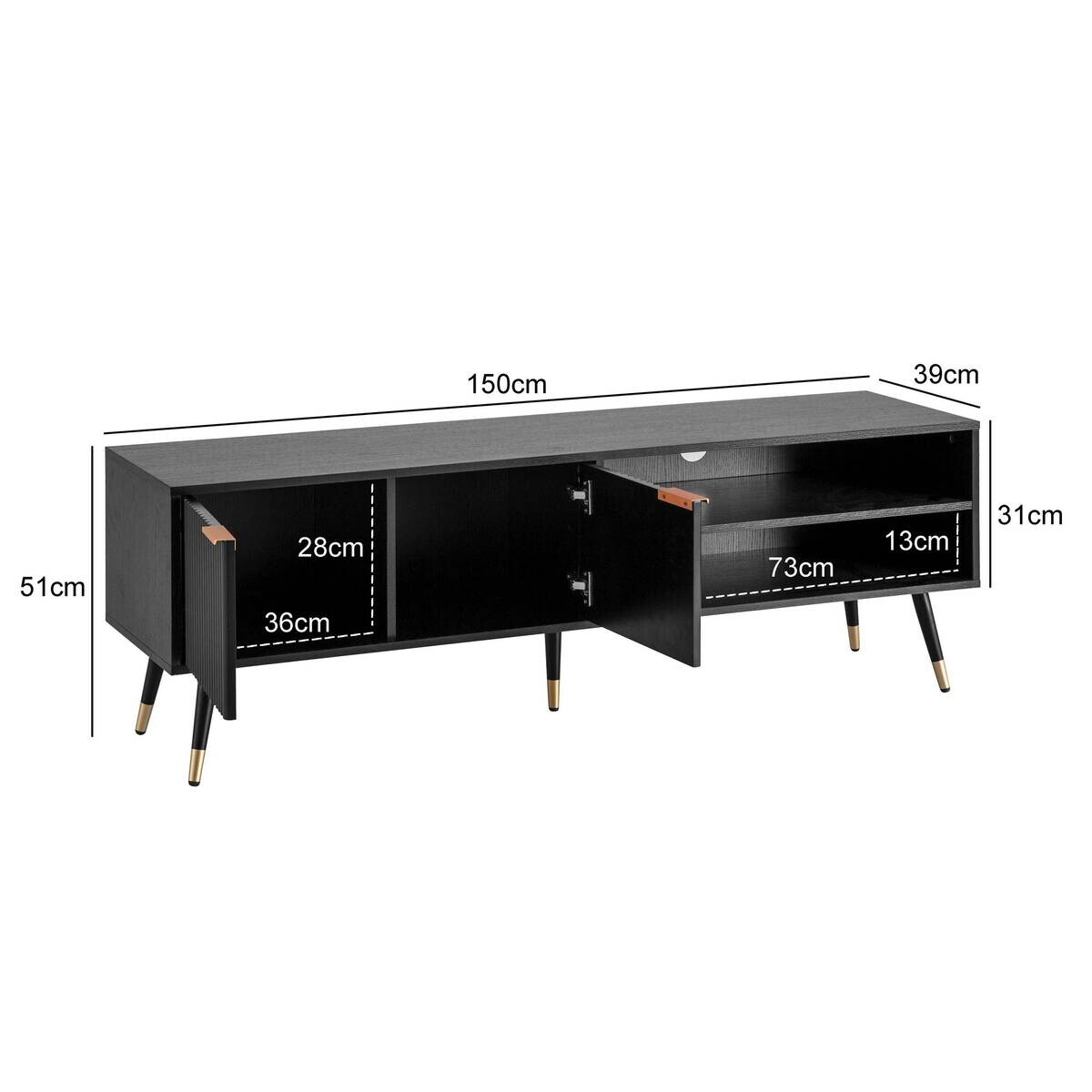 Lowboard schwarz B/H/T: ca. 150x51x39 cm