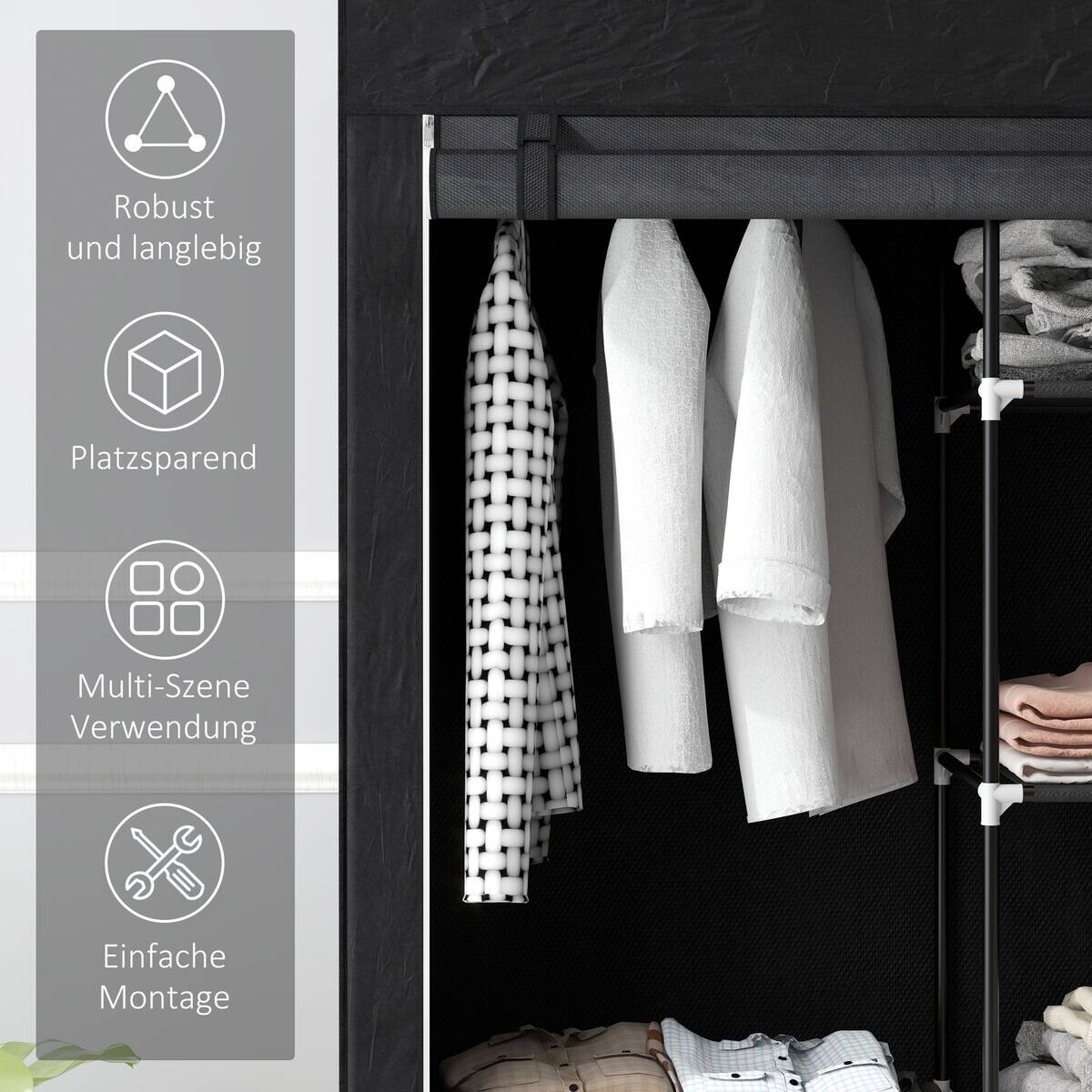 HOMCOM Kleiderschrank schwarz Polypropylen B/H/L: ca. 43x103x162,5 cm