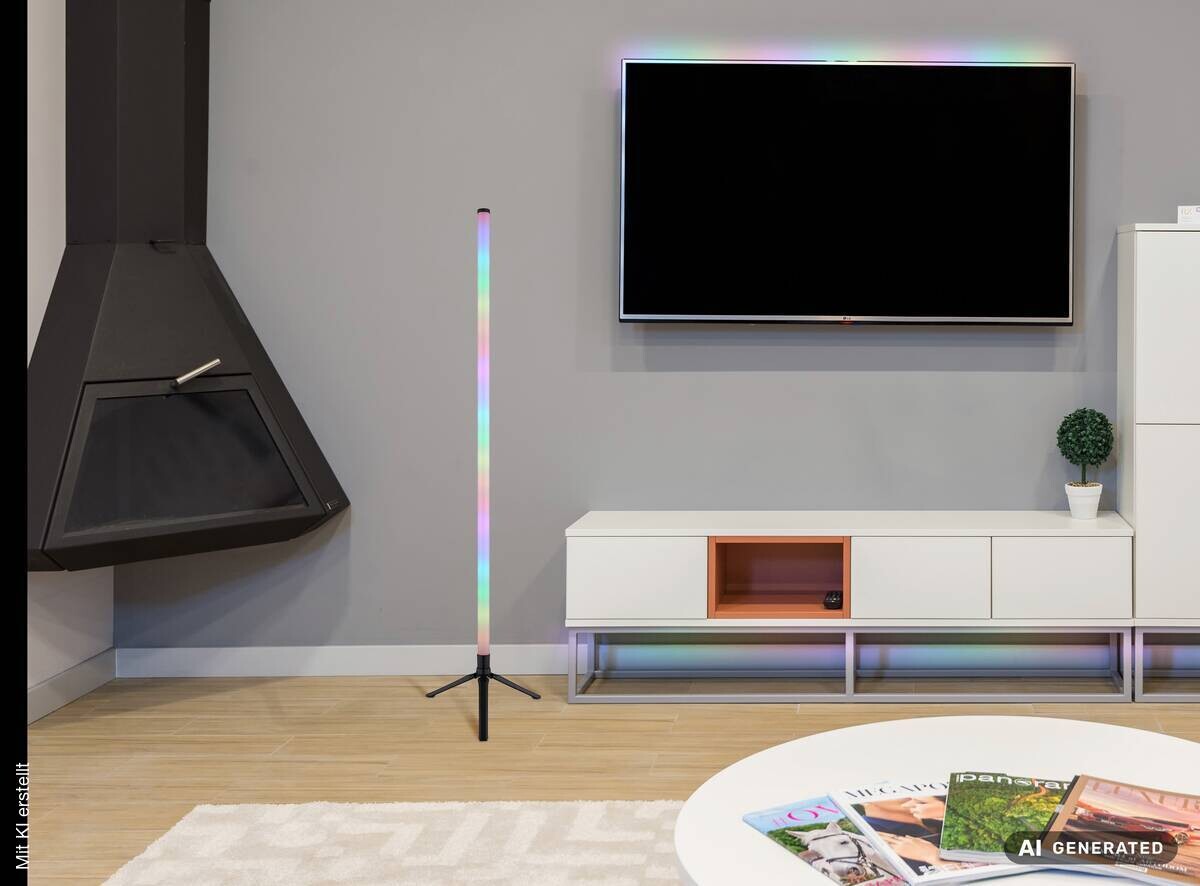 GLOBO LED-Stehleuchte Opal schwarz Kunststoff H/D: ca. 113x37 cm 1 Brennstellen