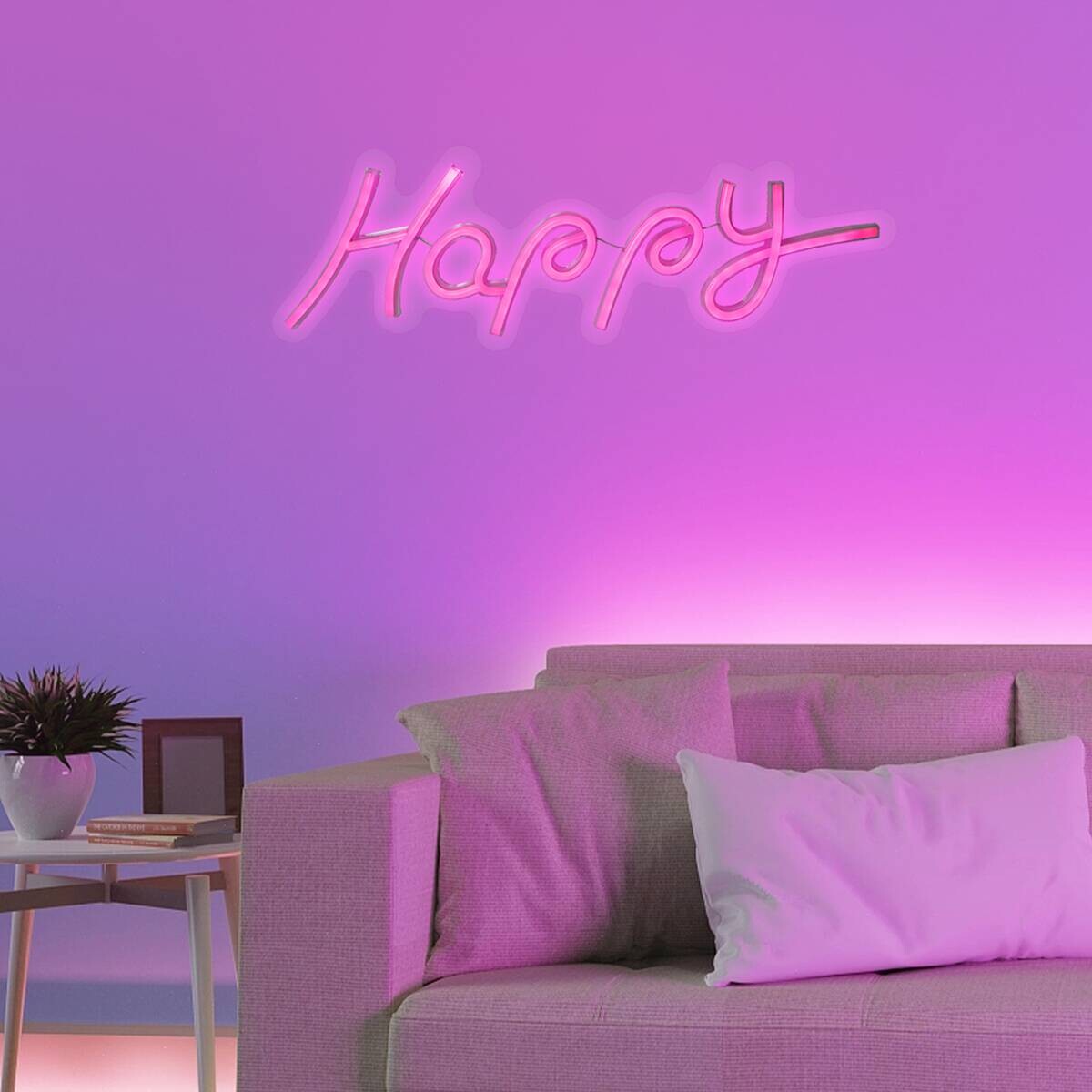 POCOline Neon Wandleuchte Happy pink B/H: ca. 42x14 cm