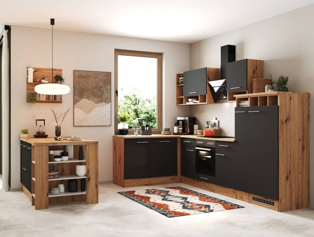 Respekta Winkelküche Hilde grau matt B/H/T: ca. 310x205x172 cm