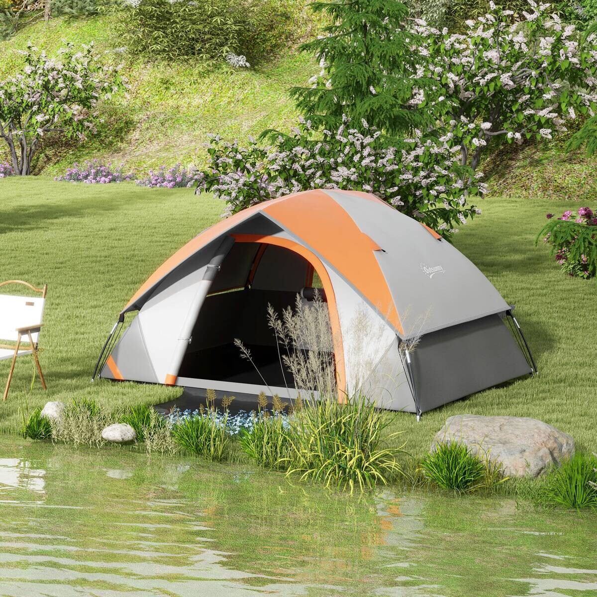 Outsunny Campingzelt rot Polyester B/H/L: ca. 150x110x210 cm