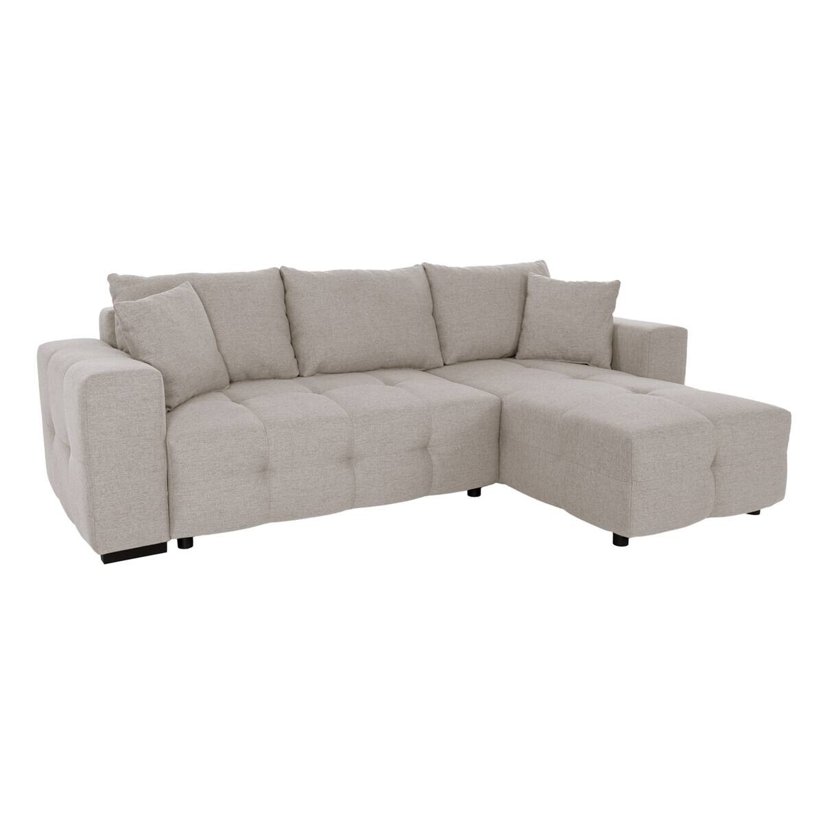 Ecksofa mit Bettfunktion und Bettkasten hellgrau Webstoff B/H/T: ca. 247x83x162 cm