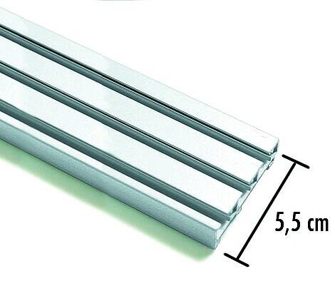 Boviva Flächenvorhangschiene silber Aluminium B/H/L: ca. 5,5x1,5x170 cm 3 Läufe