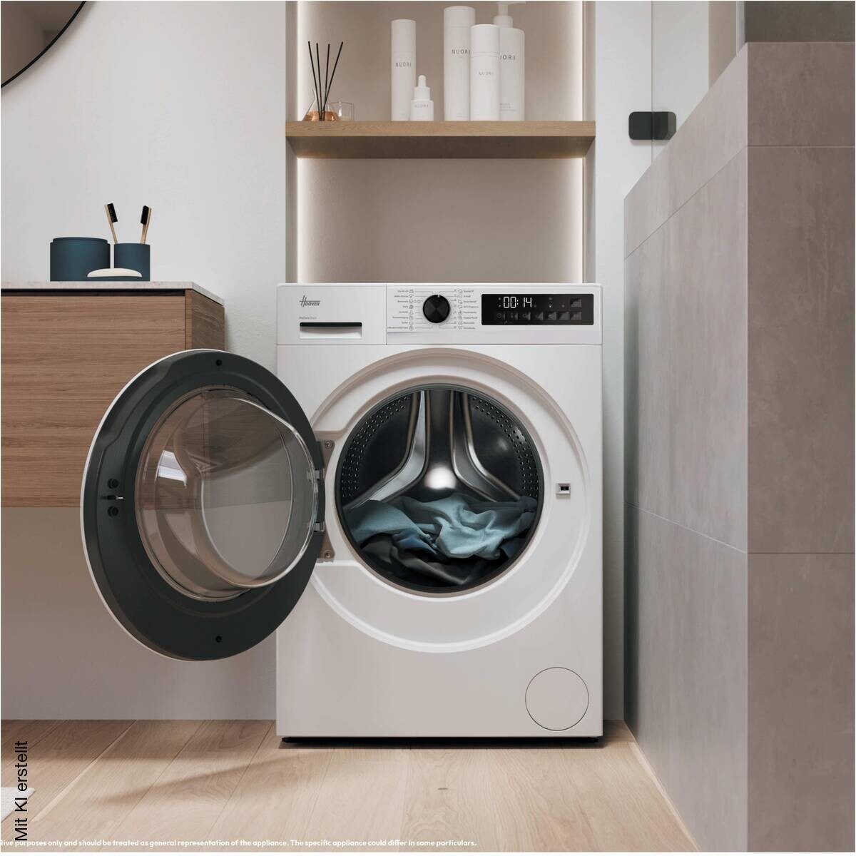 Hoover Waschtrockner HGWDQ485SB8-84 EEK: A/D Spektrum: A bis G Waschen: 8 Trocknen: 5 weiß B/H/T: ca. 59,5x85x53,3 cm