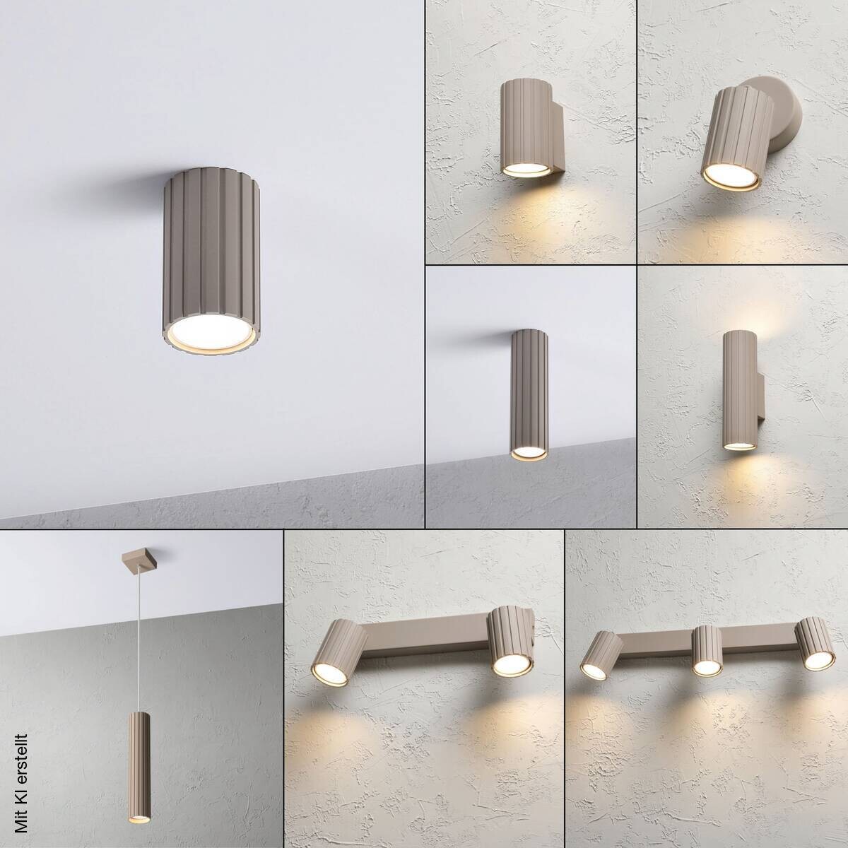 Lamkur Strahler Prisma beige Stahl B/H/L: ca. 6,5x10x6,5 cm 1 Brennstellen