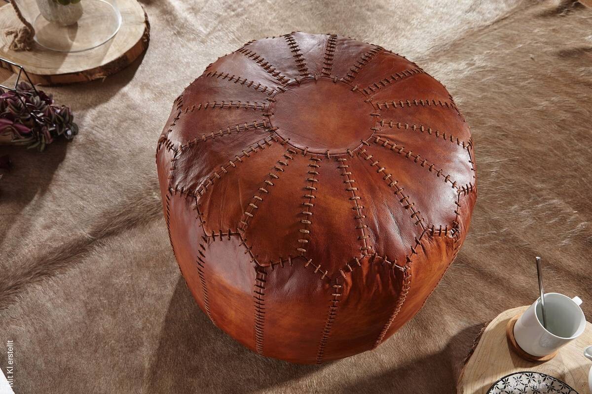 Wohnling Sitzhocker braun Leder B/H/T: ca. 52x42x52 cm