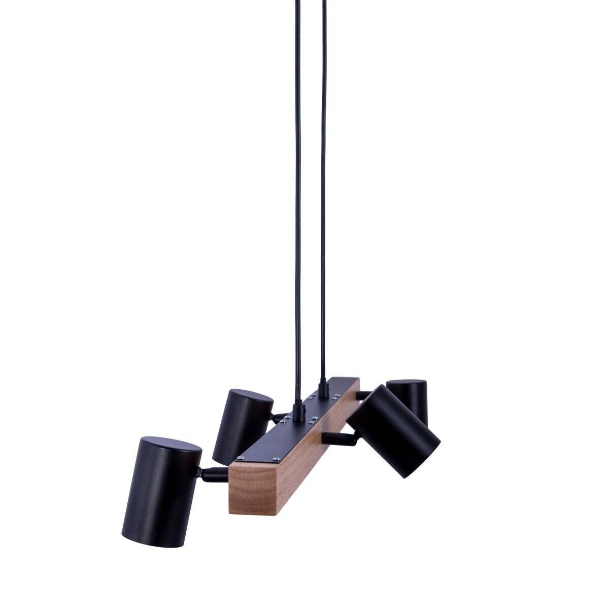 Näve Leuchten Pendelleuchte 7094522 schwarz Holz Metall B/H/T: ca. 24x120x80 cm GU10 4 Brennstellen