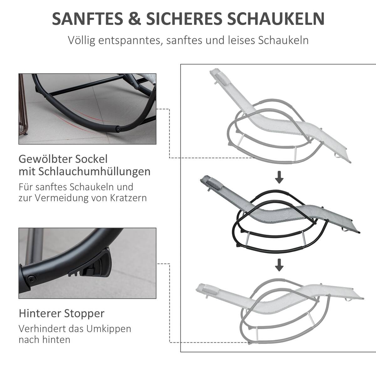 Outsunny Schaukelstuhl grau Metall B/H/L: ca. 160x79x61 cm