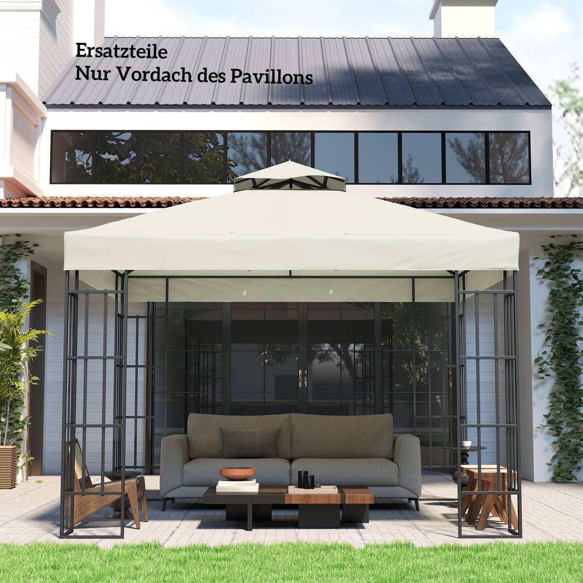 Outsunny Pavillondach hellgrau Polyester B/H/L: ca. 300x1x300 cm