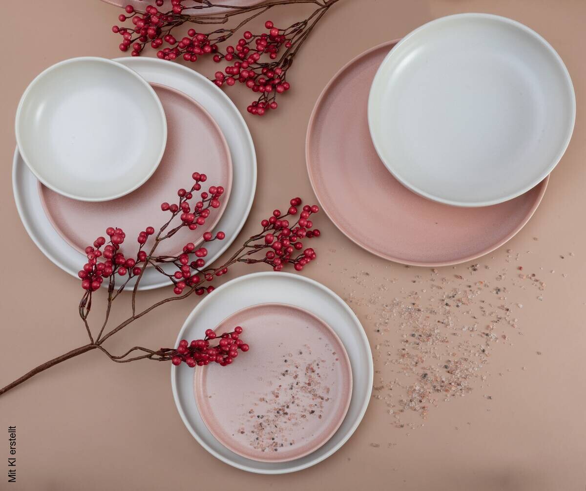 CreaTable Tafelservice Uno Rusty rosé Steinzeug 8 tlg.