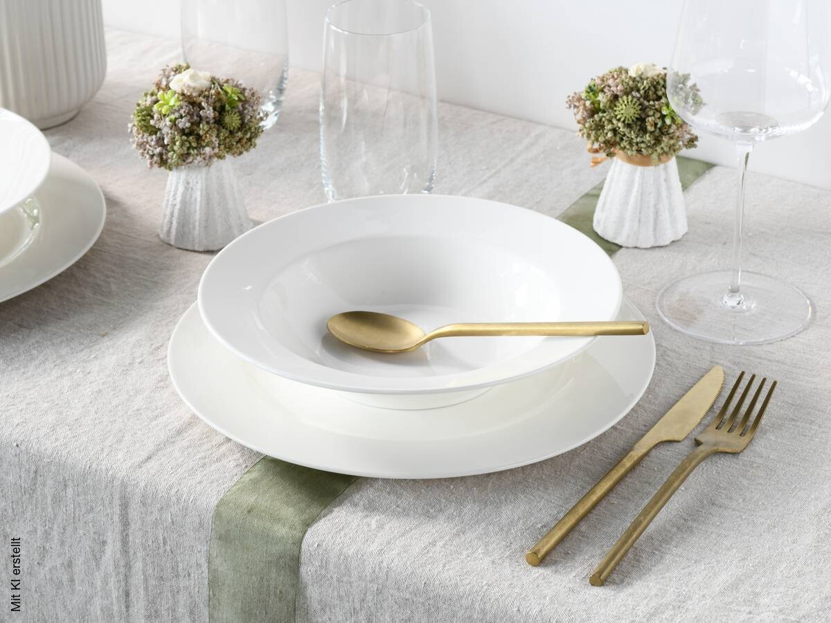 CreaTable Tafelservice Fleur Royal cremeweiß Porzellan 12 tlg.