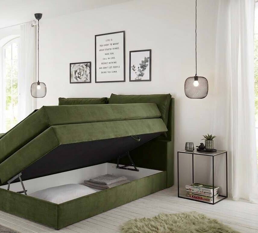 Boxspringbett Lissy olive Liegefläche B/L: ca. 140x200 cm