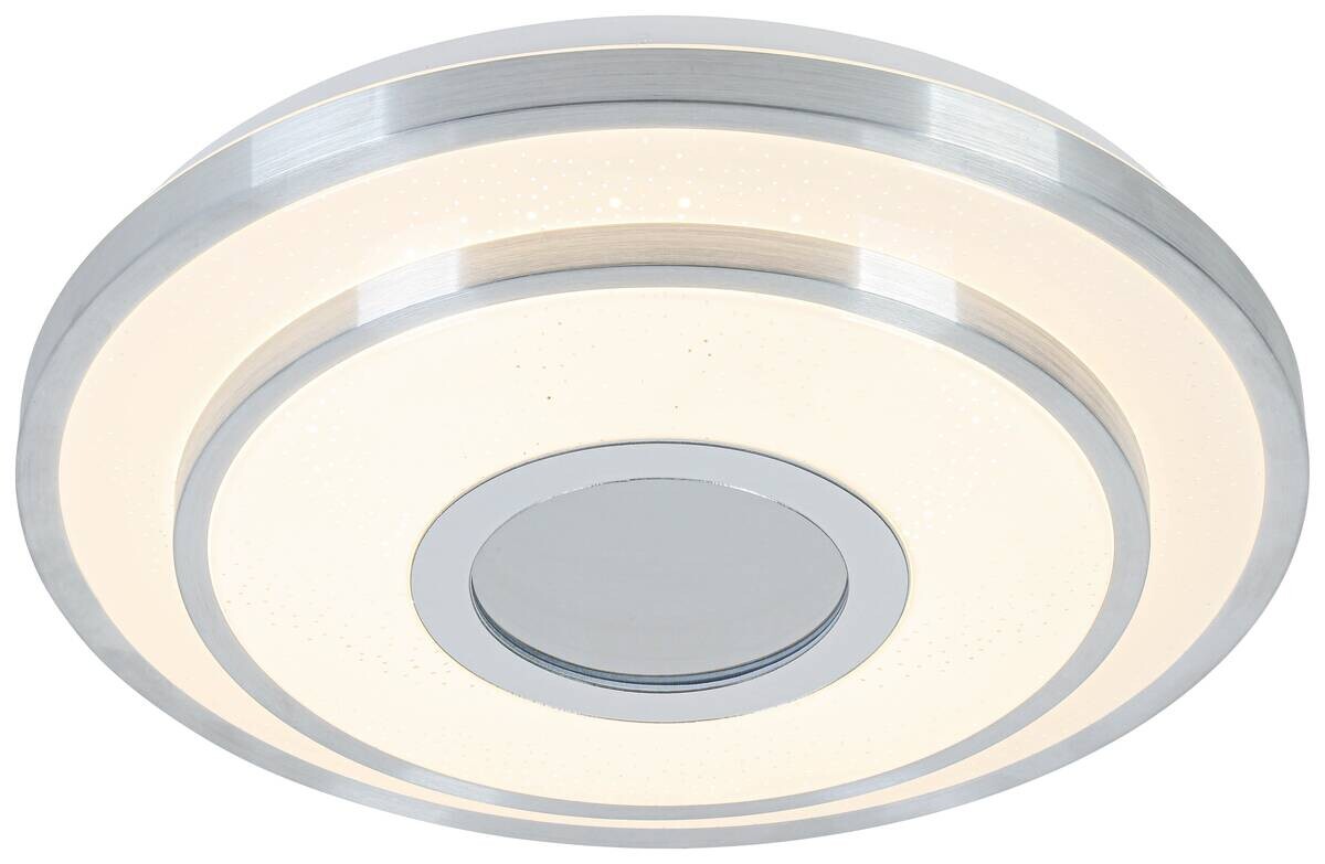 Nolo LED Deckenleuchte Chrom weiß Kunststoff Metall B/H/L: ca. 38x7,5x38 cm 2 Brennstellen