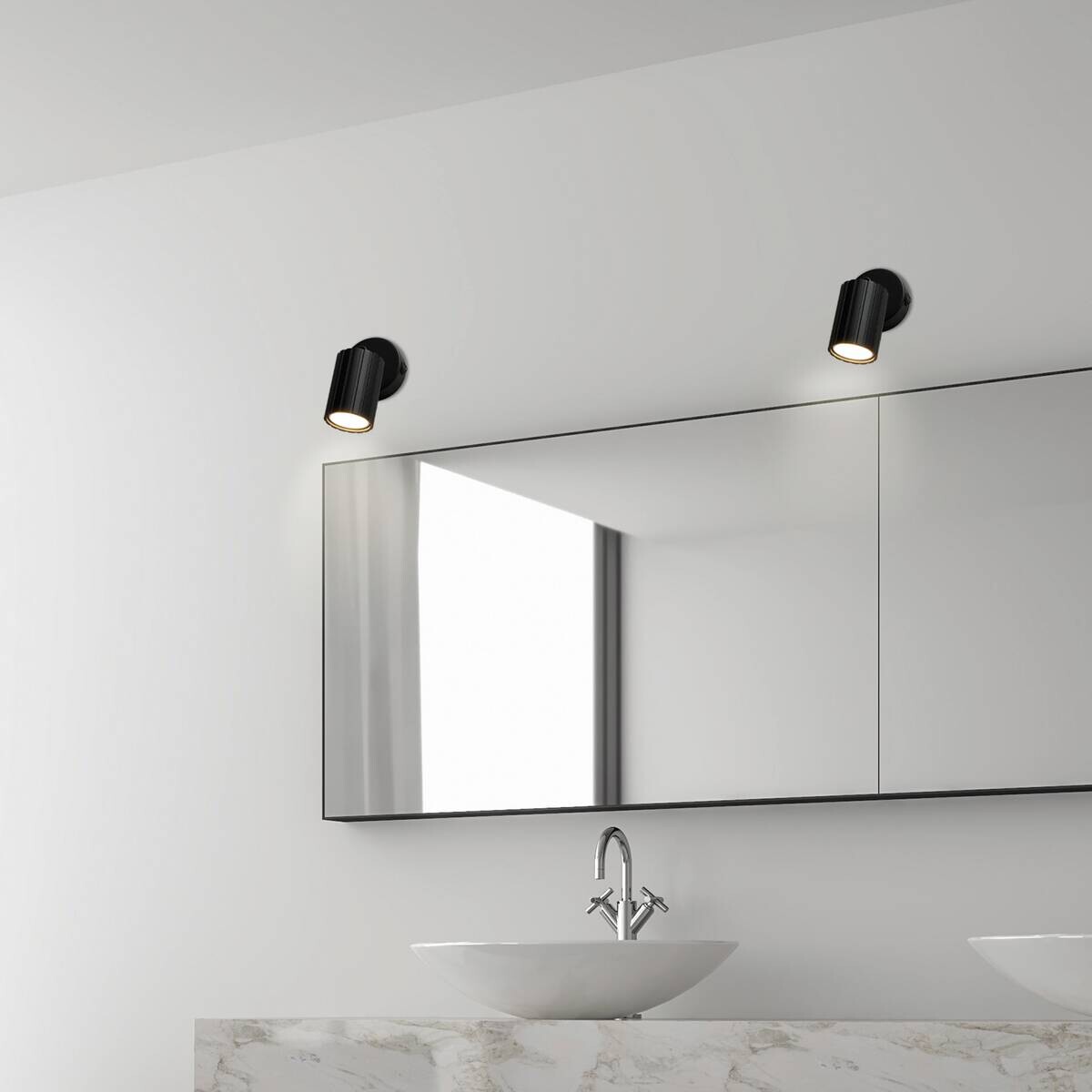 Lamkur Wandleuchte Prisma schwarz Stahl B/H/L: ca. 8x16x8 cm GU10 1 Brennstellen