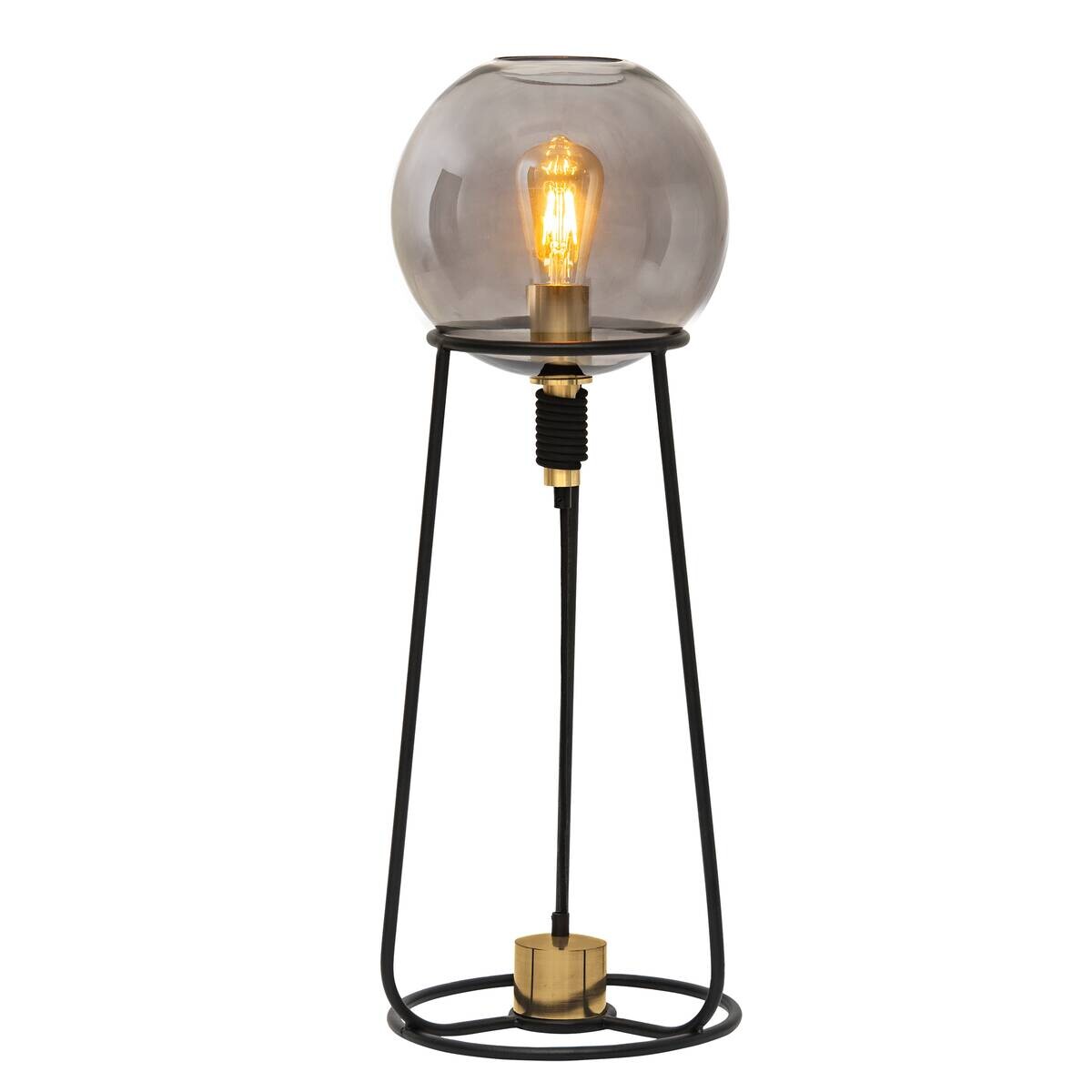 Näve Leuchten Tischleuchte 3181222 schwarz Metall Glas B/H/T: ca. 26,5x71x26,5 cm E27 1 Brennstellen