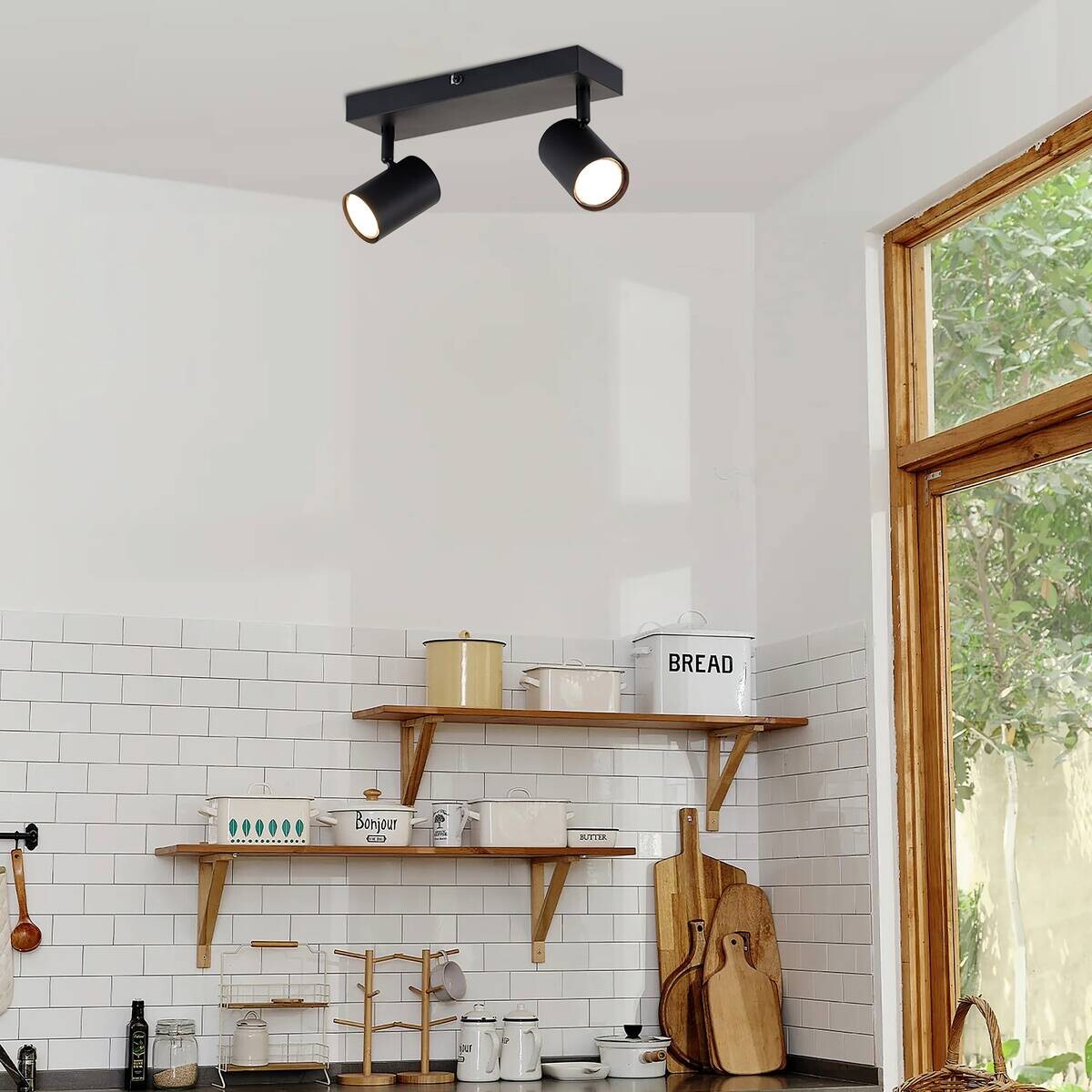 POCOline Spotbalken Thanina schwarz Metall B/H/L: ca. 8x12x34 cm GU10 2 Brennstellen