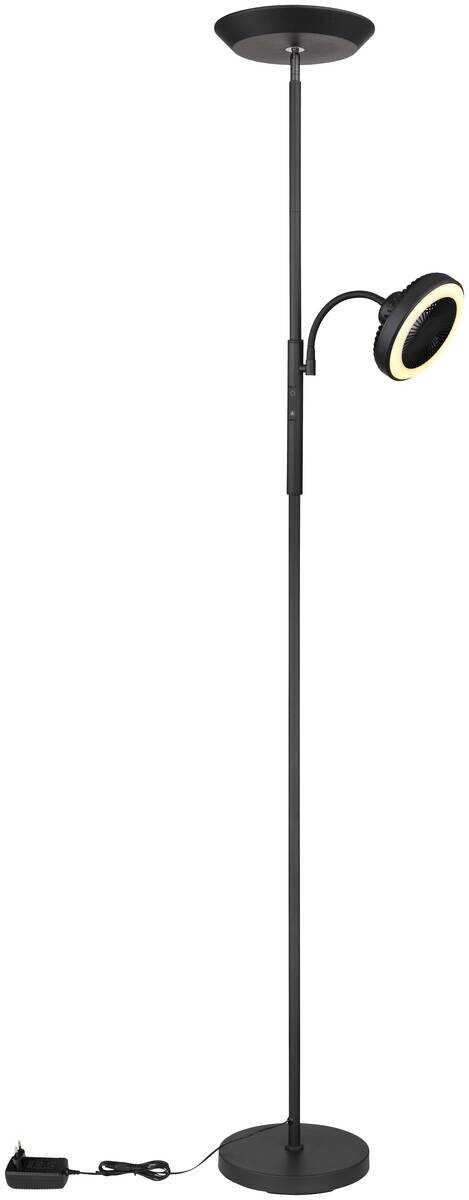 GLOBO Stehlampe mattschwarz Chrom Metall Kunststoff B/H/T: ca. 25x178x33,7 cm