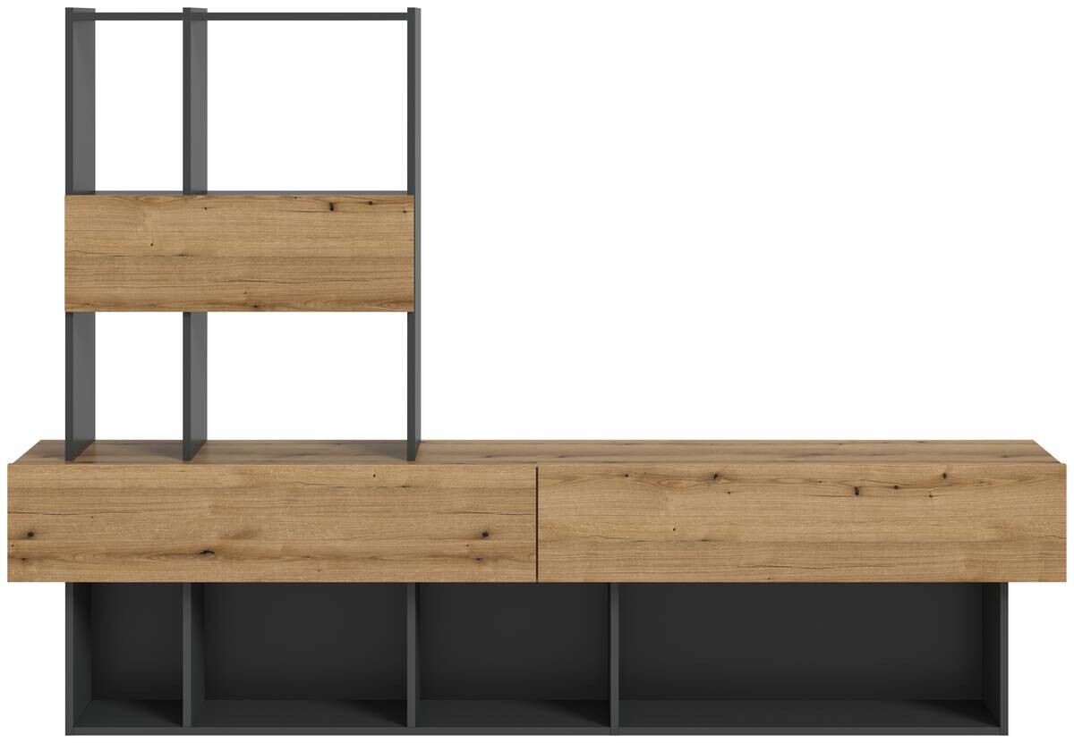 Wohnwand Lennox grau Eiche Evoke Coast Nachbildung B/H/T: ca. 210x147x38 cm