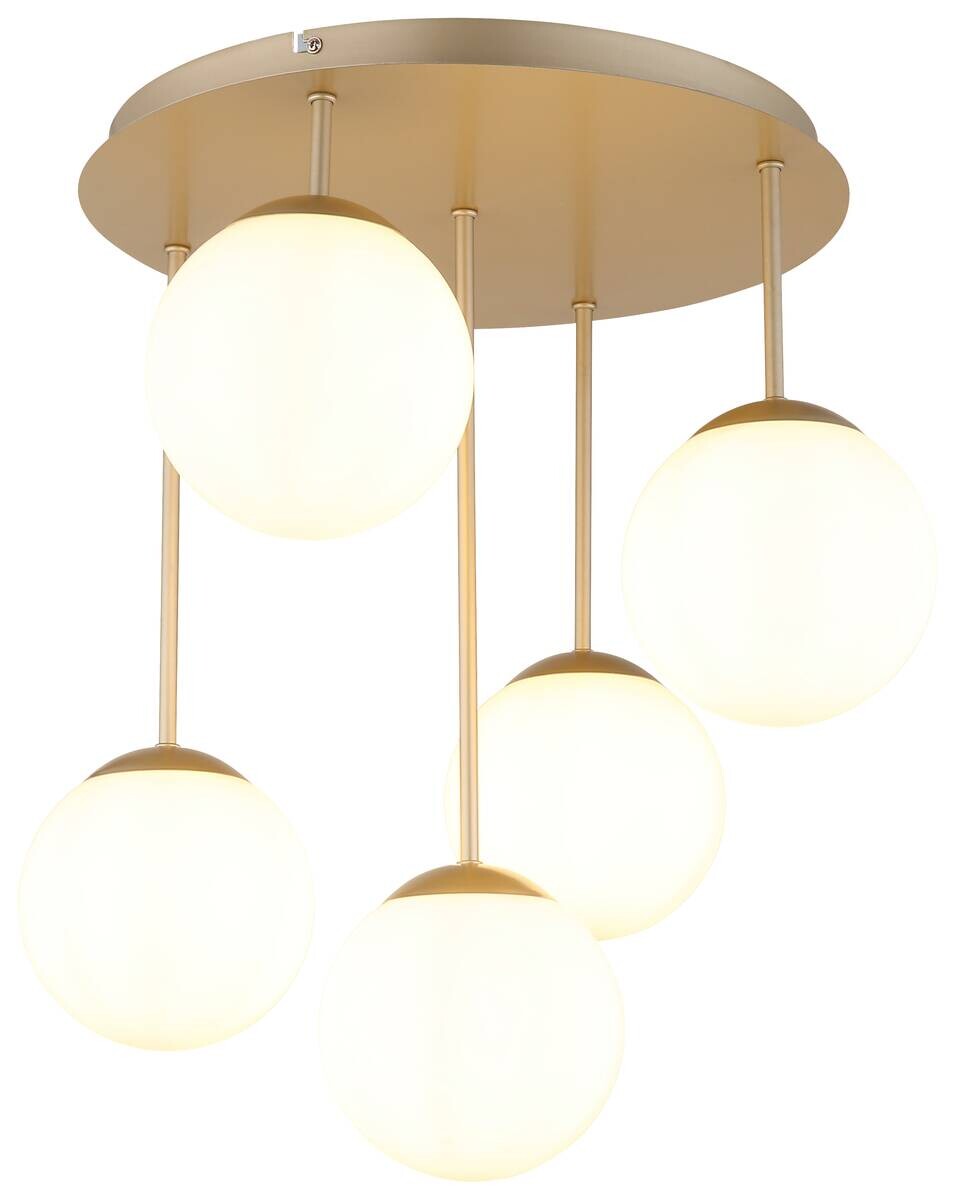 GLOBO Deckenleuchte champagner Opal Glas Metall H/D: ca. 51x38 cm E14 5 Brennstellen