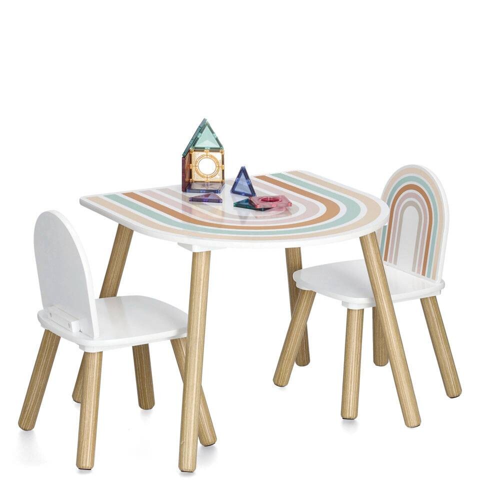 Zeller Kindertisch mit 2 Stühlen Rainbow bunt Kiefer B/H/T: ca. 55x55x45 cm