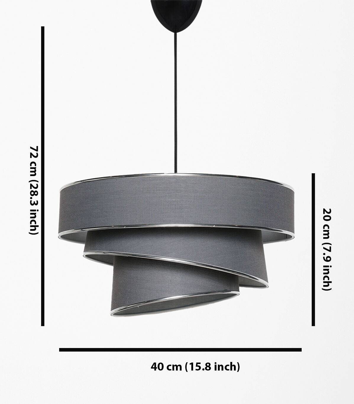 Opviq Pendelleuchte Couper silber anthrazit Baumwolle B/H/T/L/D: ca. 40x72x40x40x40 cm E27 1 Brennstellen