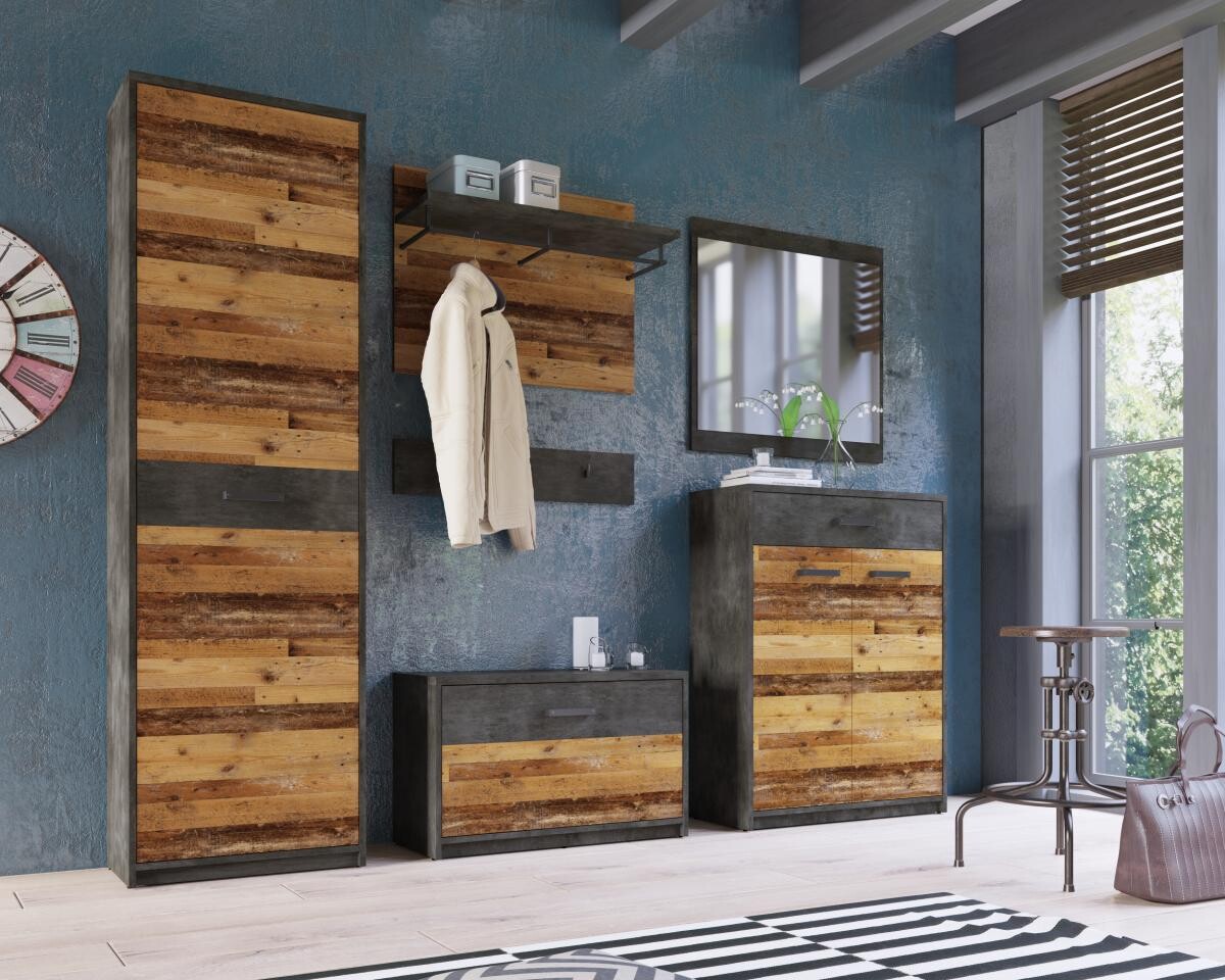 Garderobenschrank Perugia Fresko Nachbildung Old Wood Nachbildung B/H/T: ca. 59x197x34 cm