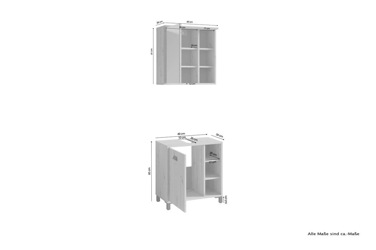 Badezimmer-Set WELLNESS, Set 2-tlg. Eiche