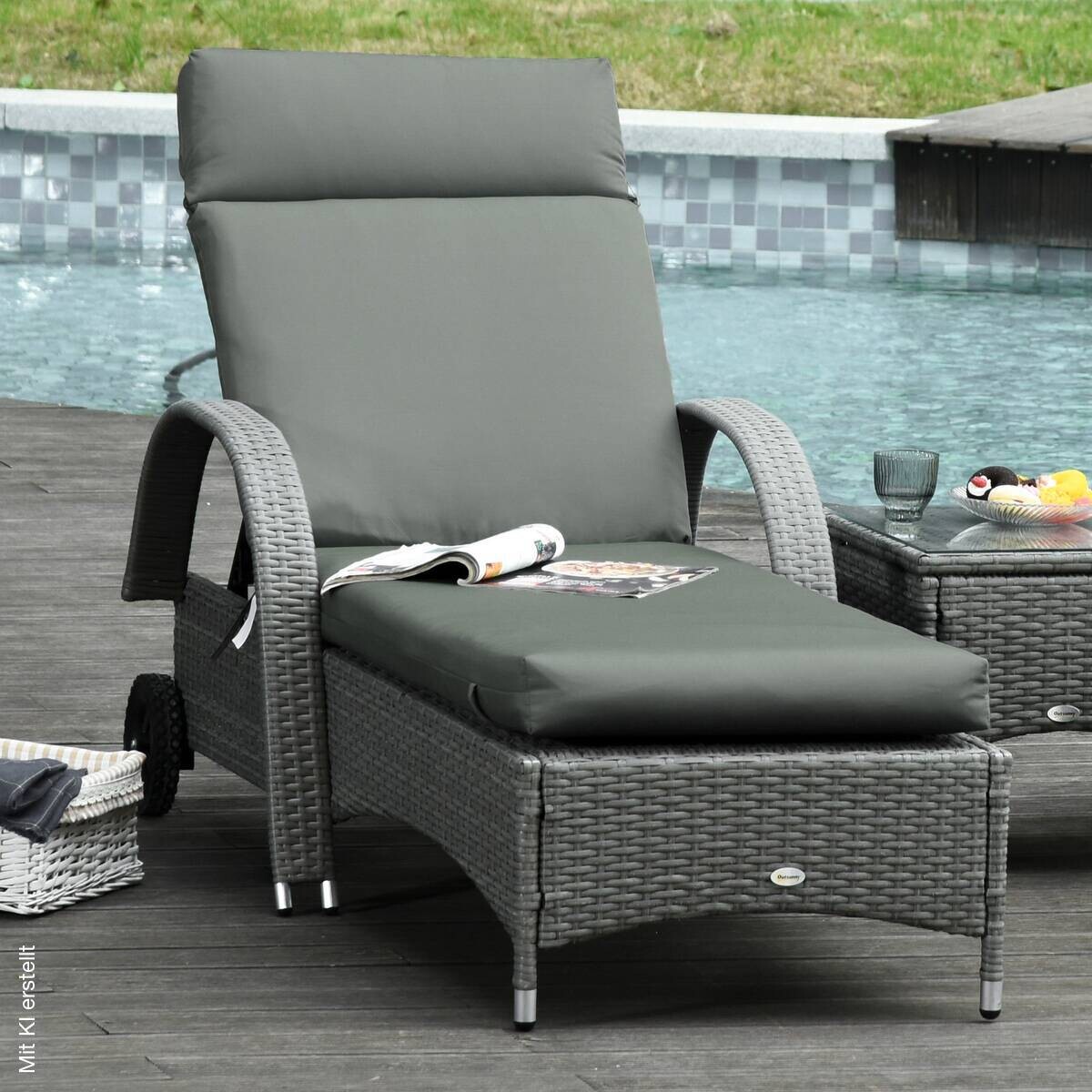 Outsunny Liegenauflage 2er Set dunkelgrau Schaumstoff B/H/L: ca. 55x8x196 cm