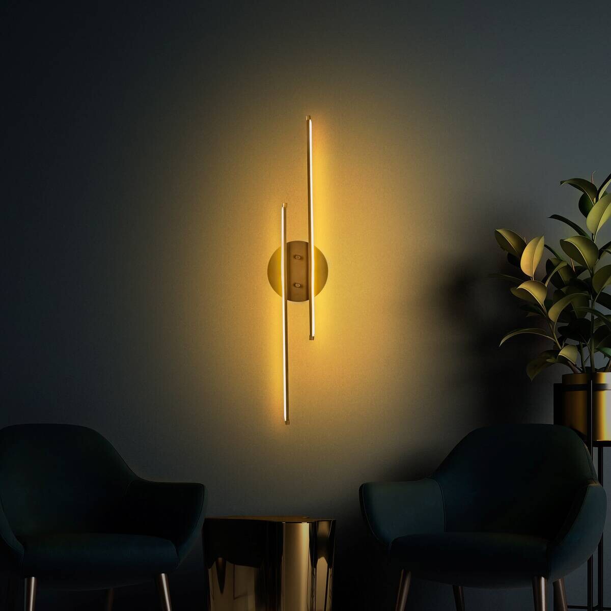 Opviq Wandleuchte gold Metall B/H/T/L: ca. 17x86x5x17 cm