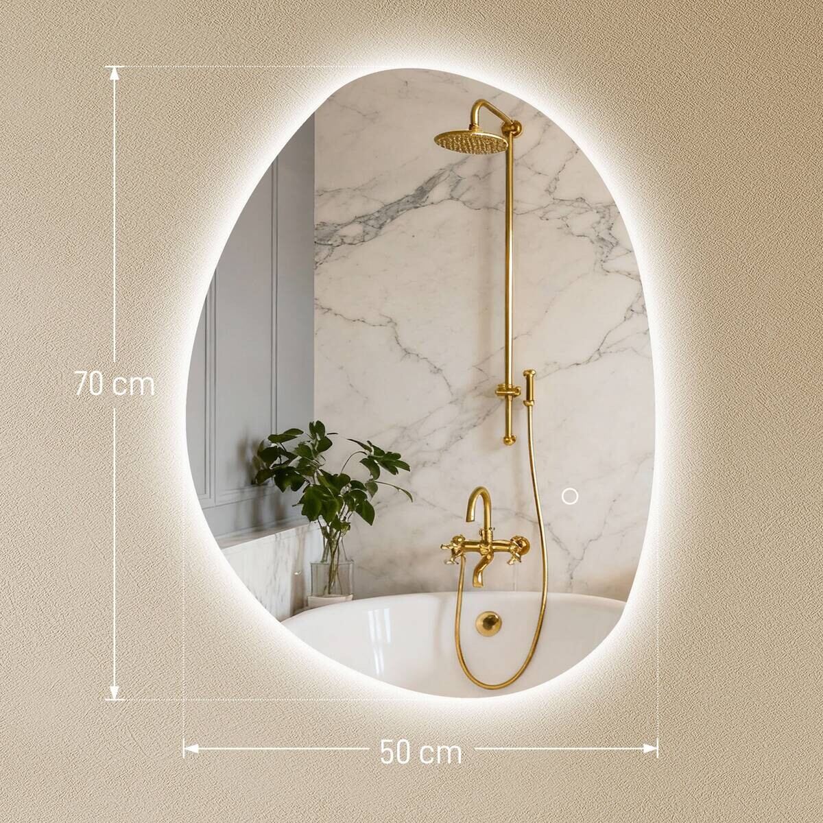 HOMCOM LED-Bad-Spiegel silber B/H/L: ca. 50x5x70 cm