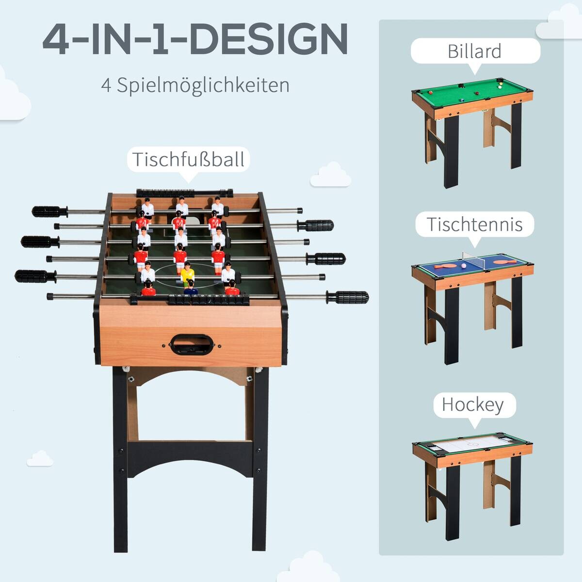 HOMCOM Multispieltisch schwarz MDF B/H/L: ca. 43x73x87 cm