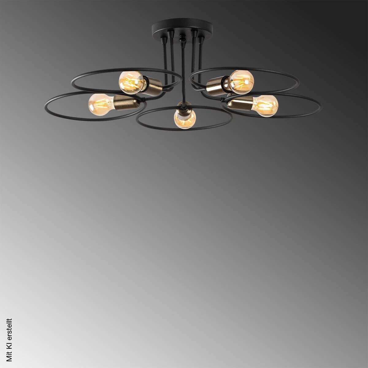 Opviq Deckenleuchte Circle-1346 schwarz Eisen B/H/T/L/D: ca. 73x22x73x73x73 cm E27 5 Brennstellen