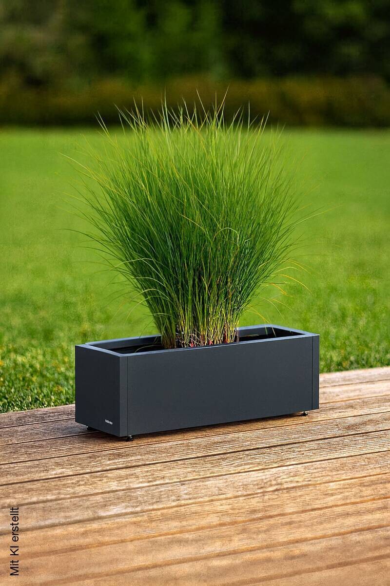 Herstera Garden Pflanzkübel Cube anthrazit Metall B/H/L: ca. 80x25x25 cm