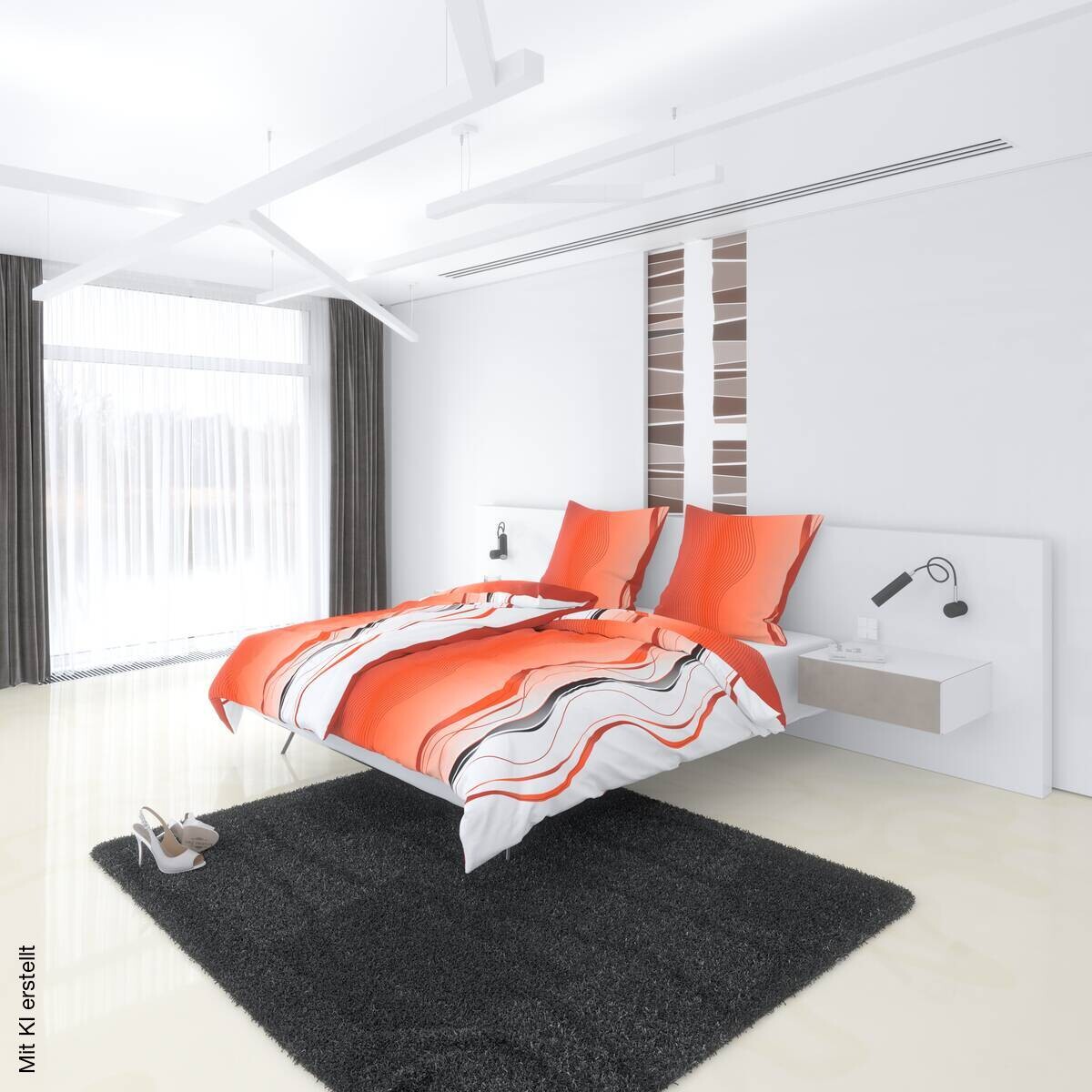 Microfaser Bettwäsche orange Polyester B/L: ca. 135x200 cm