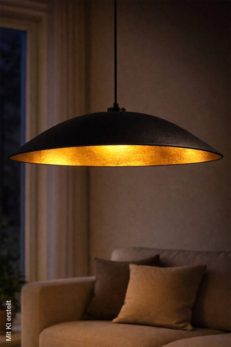 Pendelleuchte schwarz gold Beton B/H/L/D: ca. 48x60x48x48 cm E27 1 Brennstellen