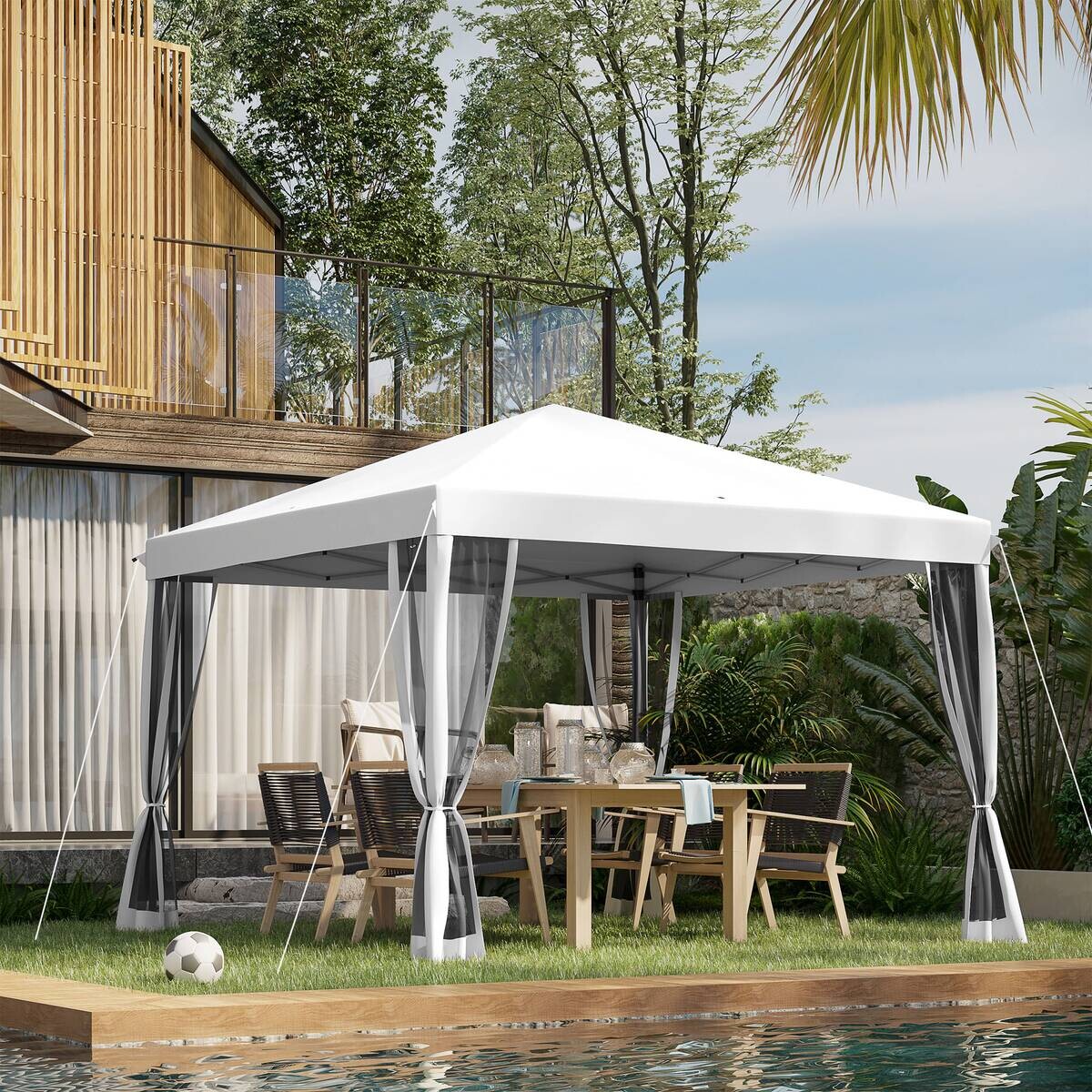 Outsunny Pavillon schwarz Metall B/H/L: ca. 295x260x295 cm
