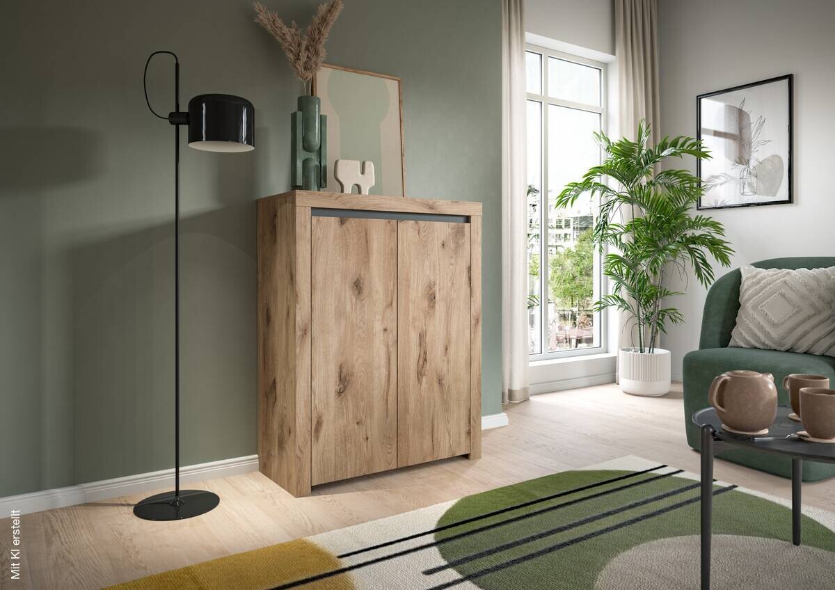 Kommode Woody Nox Oak Nachbildung anthrazit B/H/T: ca. 81x105x37 cm