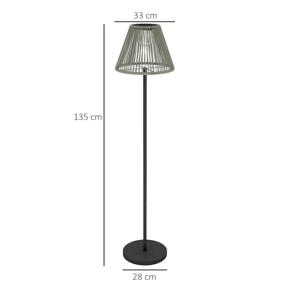 Solarleuchte grau Polyethylen Stahl B/H/L: ca. 33x135x33 cm