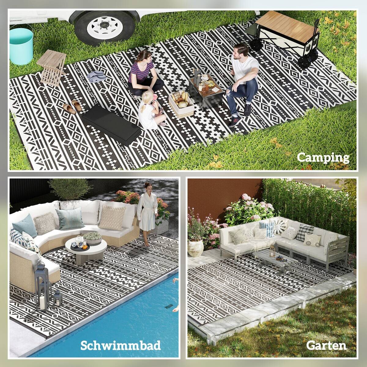 Outsunny Outdoor-Teppich schwarz B/H/L: ca. 274x0,3x548 cm