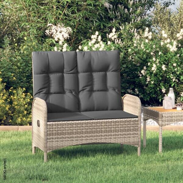 vidaXL Gartenbank grau Kunststoff B/H/T/L: ca. 62x109x62,5x107 cm