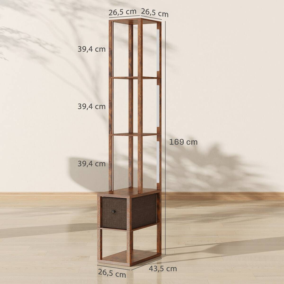 HOMCOM Stehleuchte braun MDF B/H/L: ca. 26,5x169x43,5 cm