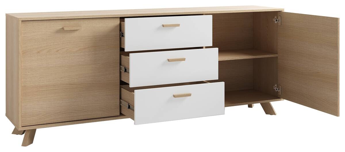 Sideboard BASTIAN Eiche weiß B/H/T: ca. 180x72,5x36,5 cm