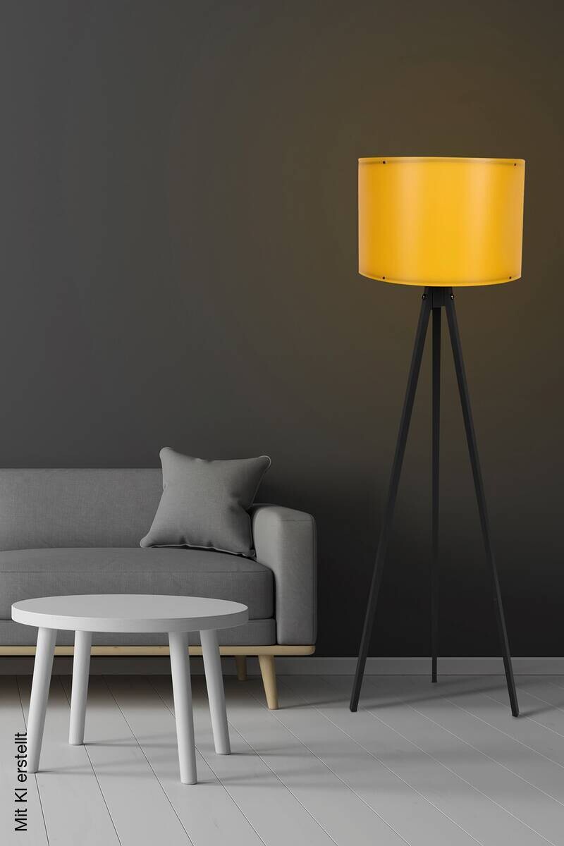 Opviq Stehlampe gelb schwarz MDF Polypropylen B/H/L: ca. 38x145x38 cm E27 1 Brennstellen