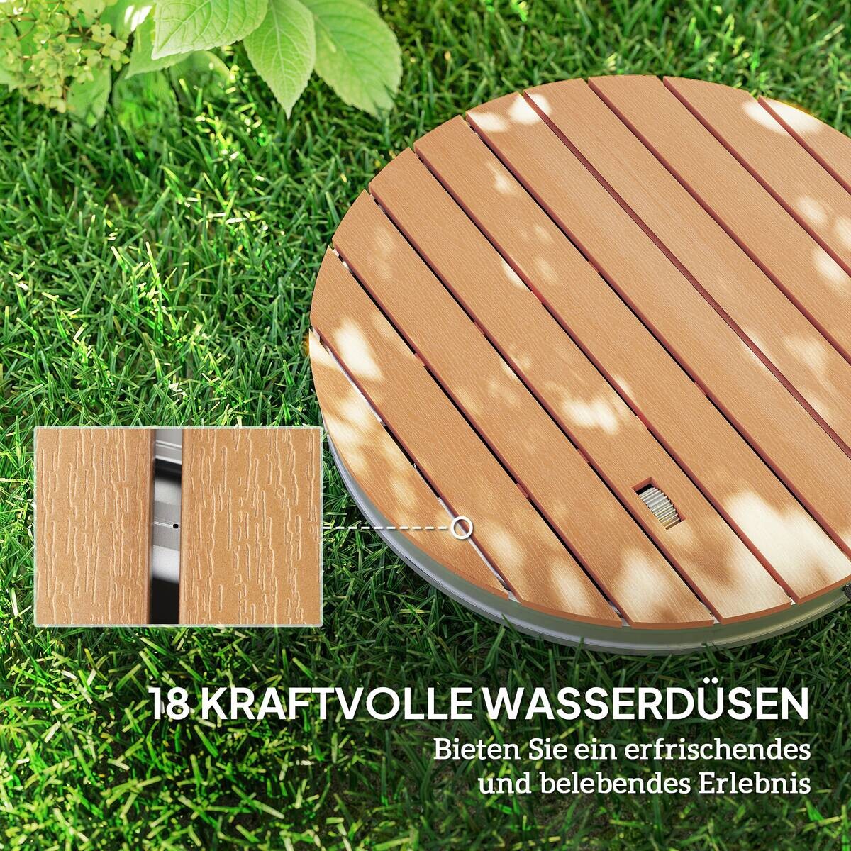 Outsunny Bodendusche Holzoptik Acryl