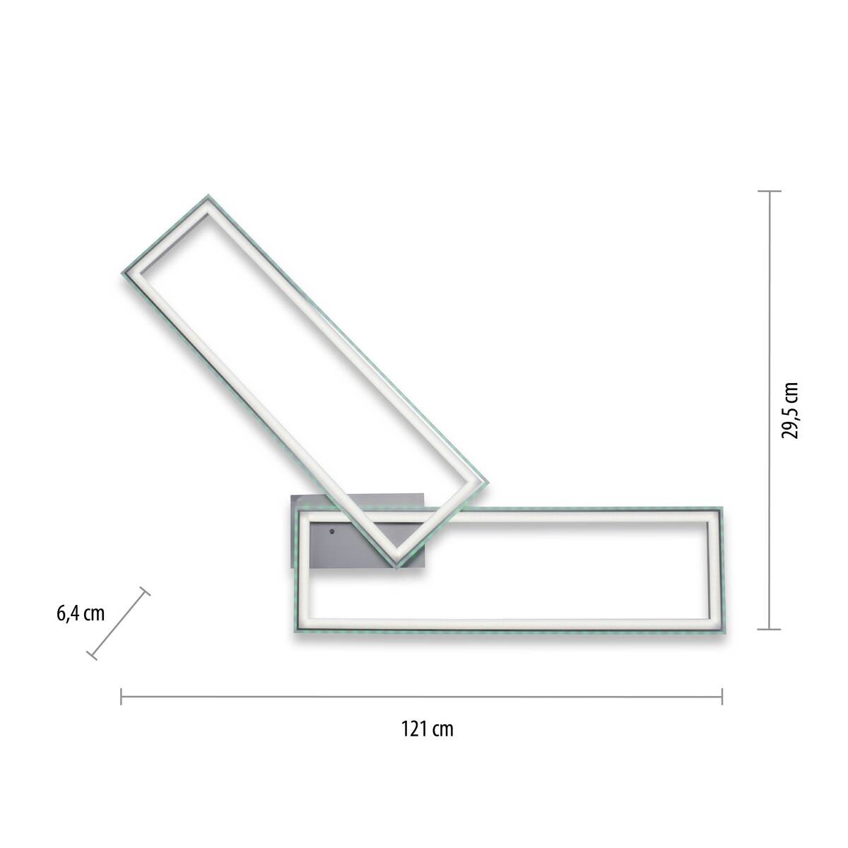 Just Light LED-Deckenleuchte FELIX60 14635-55 stahlfarbig weiß Kunststoff Stahl B/H/T: ca. 121x6,4x72 cm 2 Brennstellen