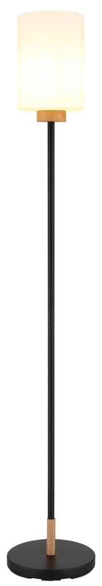 GLOBO Stehlampe Opal schwarz Metall Glas H/D: ca. 150x25 cm E27 1 Brennstellen