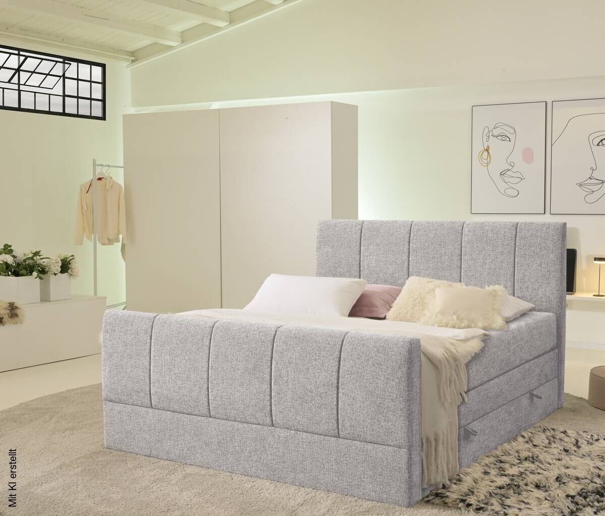 Boxspringbett Harmony hellgrau Liegefläche B/L: ca. 160x200 cm