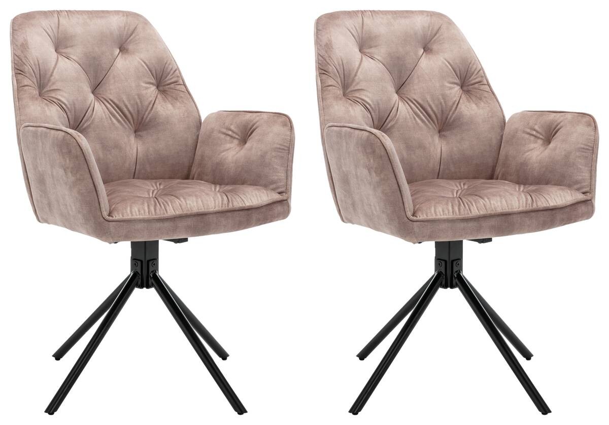 byLIVING Sessel SARINA 2er-Set beige Vintage Samt Metall B/H/T: ca. 59,5x89x62 cm