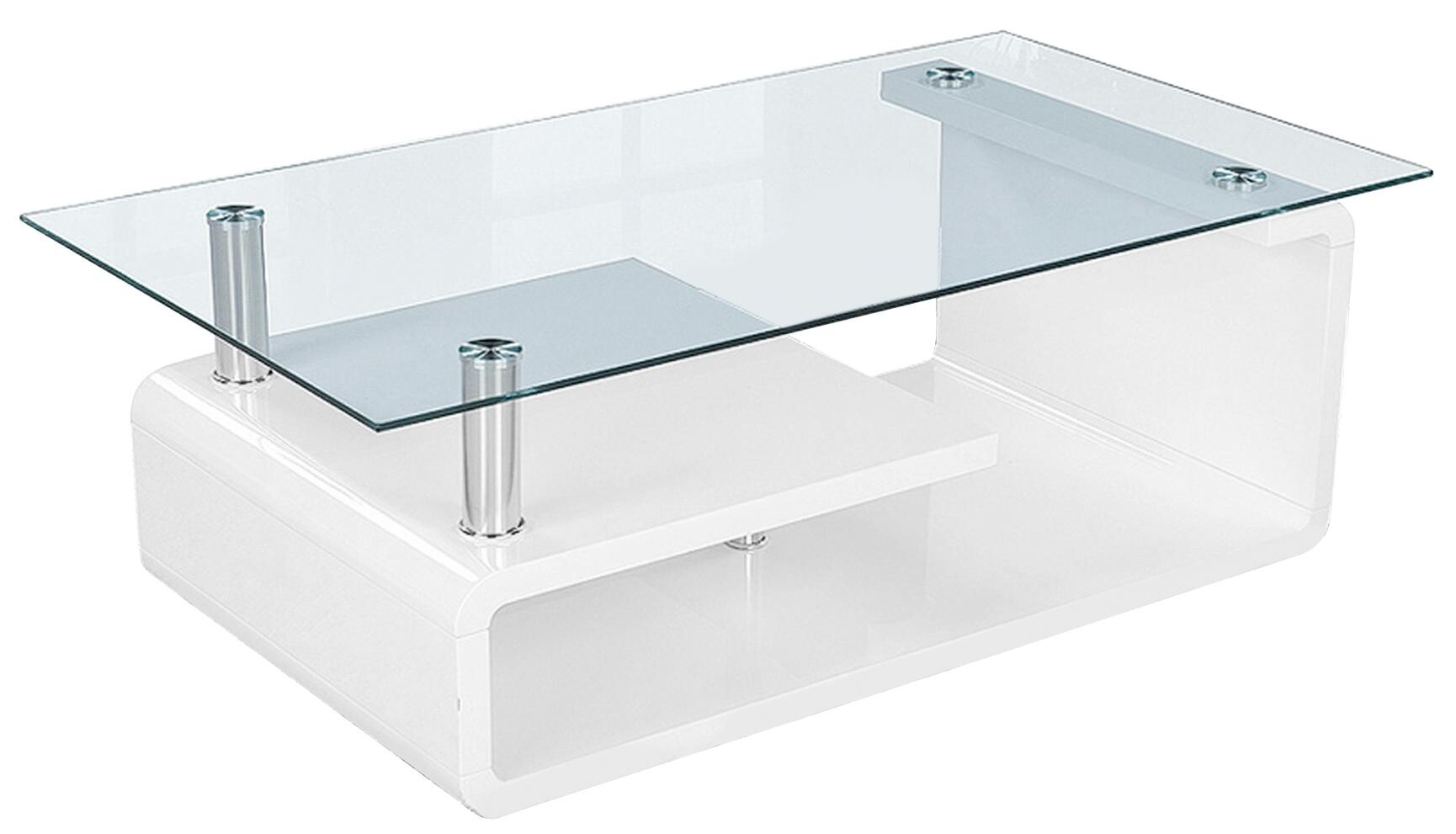 Glascouchtisch Emil glasklar weiß B/H/T: ca. 110x40x65 cm